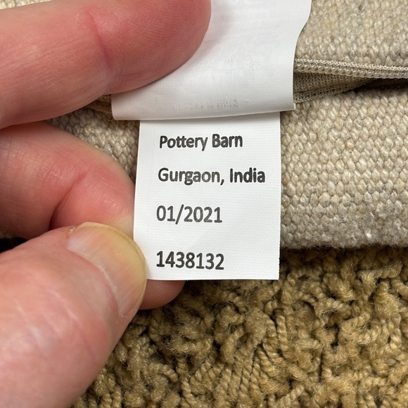 Pottery Barn Cotton Blend Woven Textured Pillow Cover Ivory Taupe 20 x 20 Mosaic - Picture 7 of 9